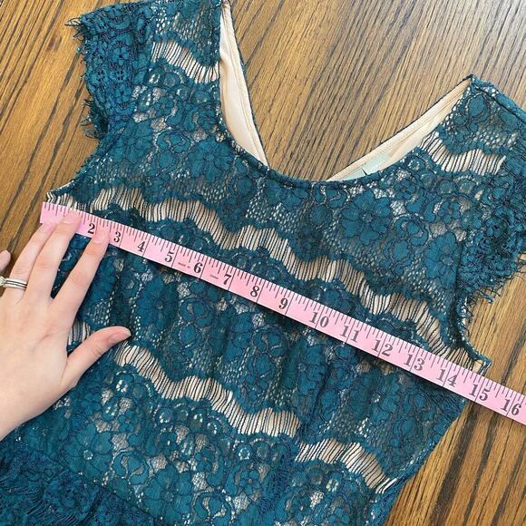 Maeve Anthropologie Elsa Lace Teal Floral Peplum Dress Women Sz X-small Cocktail - Picture 7 of 13